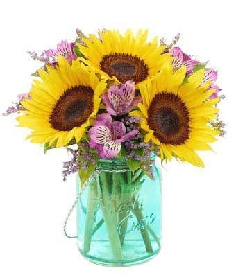 Sunflower Mason Jar Bouquet